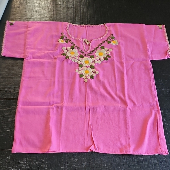 Handmade Tops - Pink Embroidered Women's Blouse
